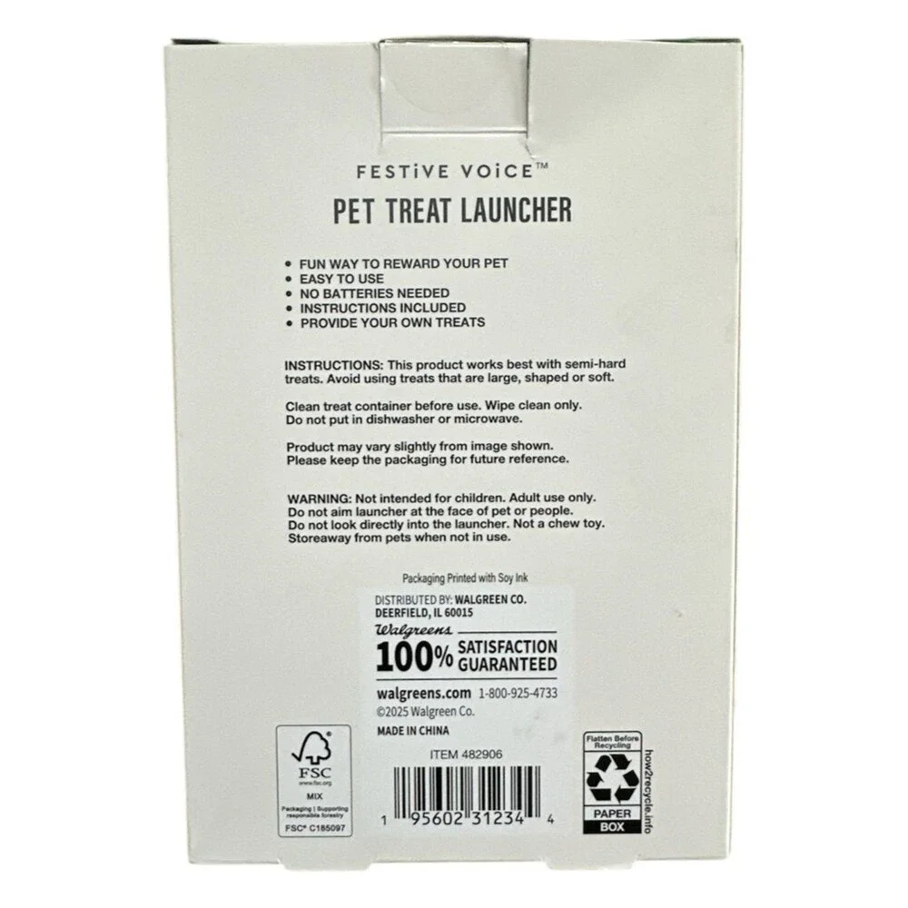 Interactive Pet Treat Launcher Dog Training Toy Fetch Reward Gun Puppy
